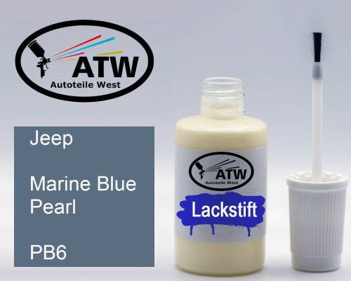 Jeep, Marine Blue Pearl, PB6: 20ml Lackstift, von ATW Autoteile West.